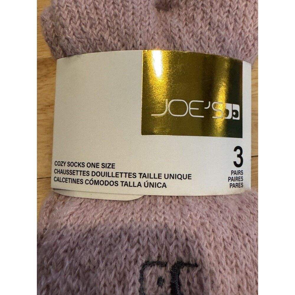 NWT JOE'S WOMEN'S COZY CREW BOOT SOCKS 3 PAIRS MULTI ONE SIZE Pink Brown Cream